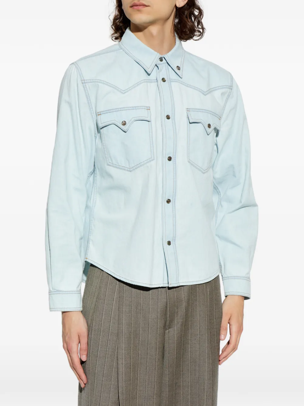 Versace Button-down denim overhemd Blauw
