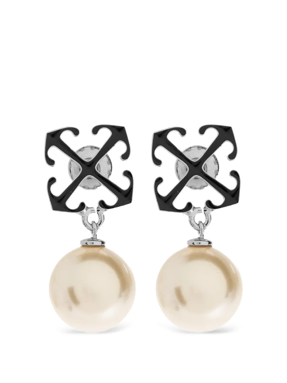 Off-white Arrows Detail Earrings In Black