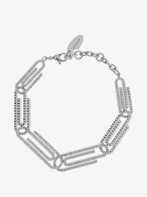 Off-White crystal-embellished paperclip-link bracelet