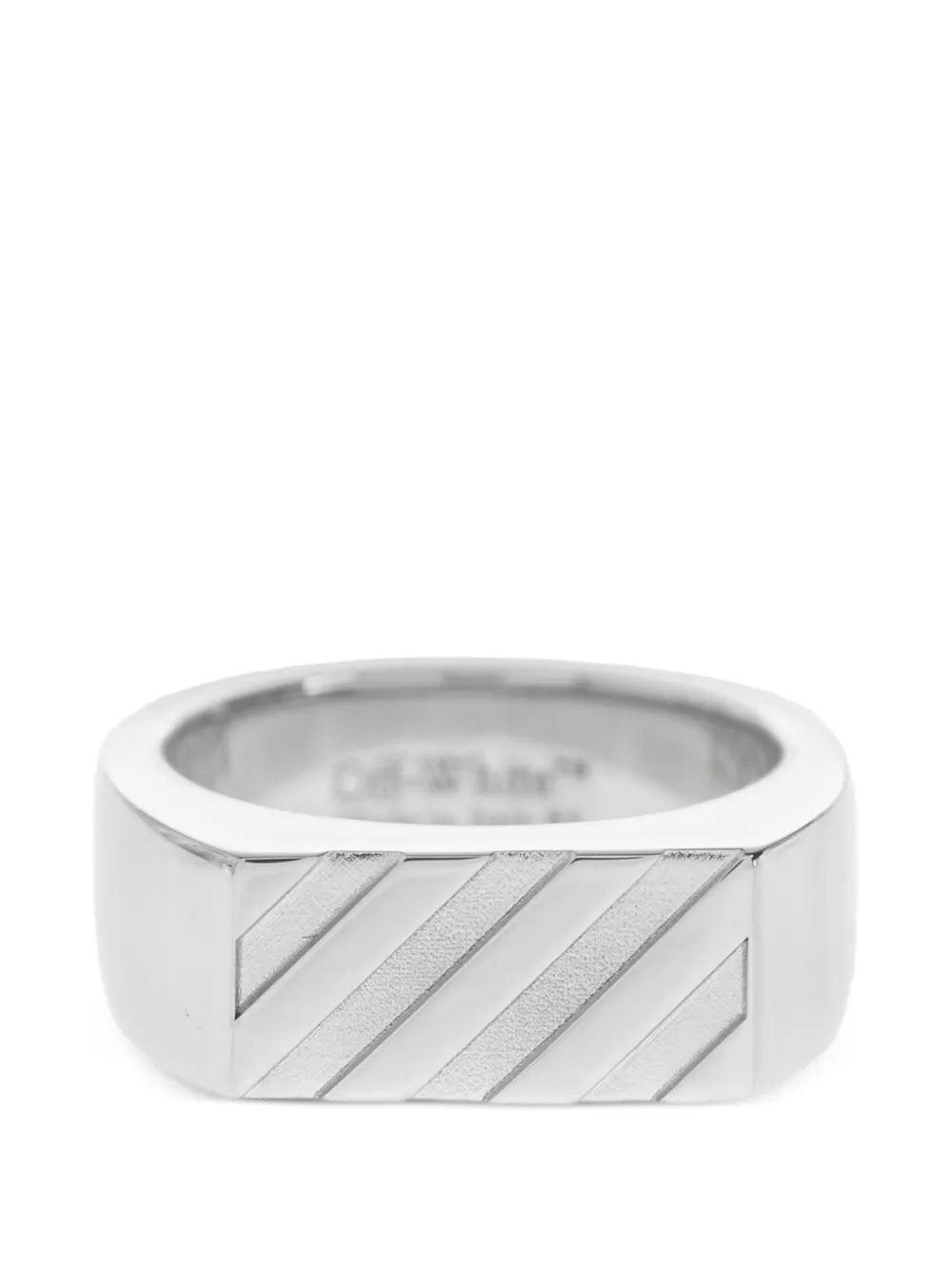 Off-White Anello con sigillo Diagonals - Argento