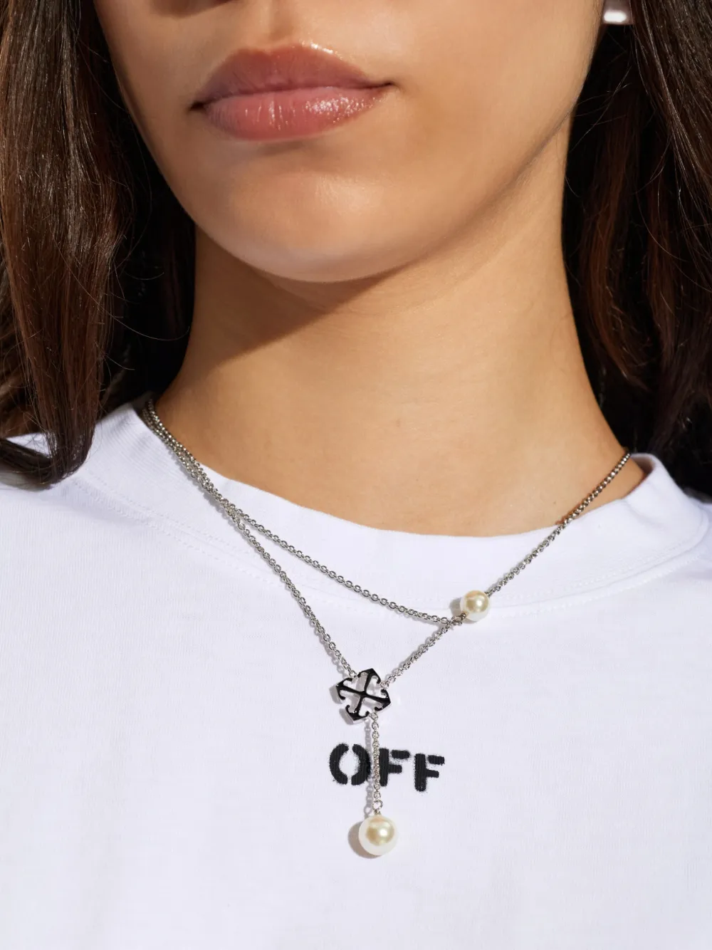  Off-white Collar Con Doble Capa - Plateado 
