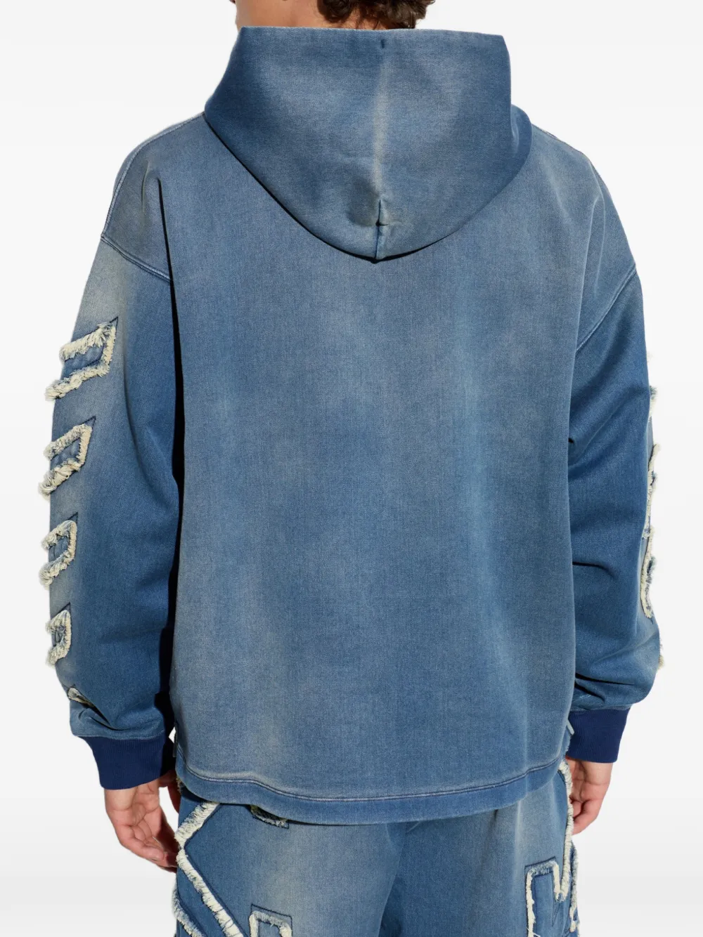 Off-White Hoodie met franje-patch Blauw