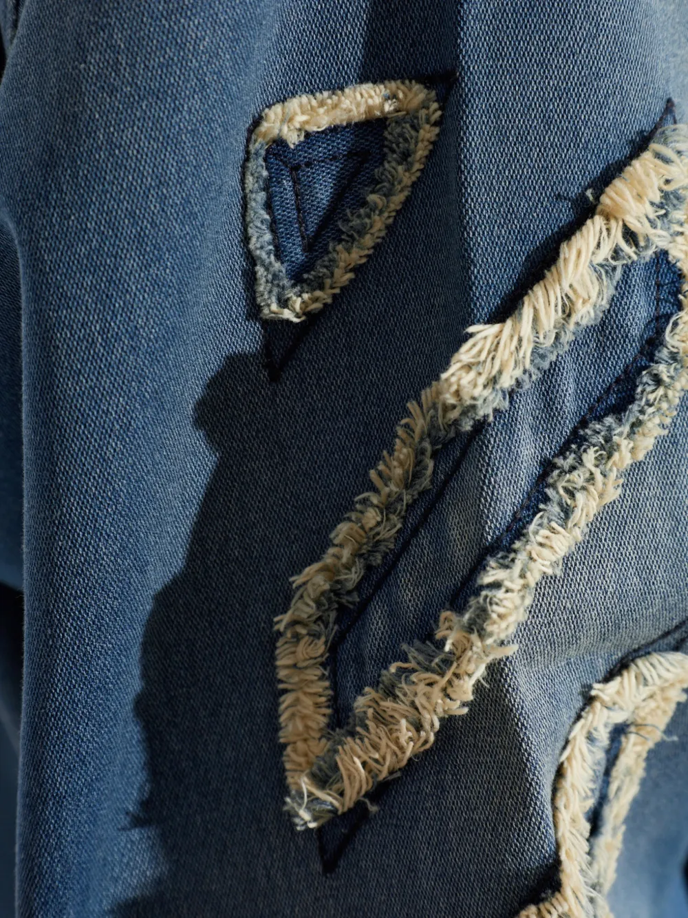 Off-White Hoodie met franje-patch Blauw