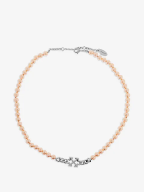 Off-White Arrows glass-pearl necklace