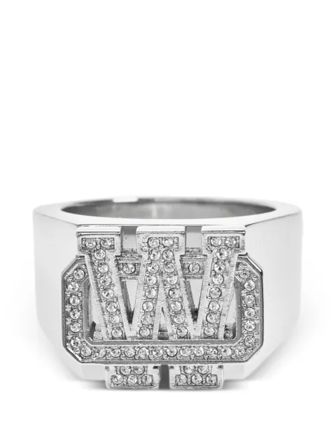 Off-White crystal-embellished signet ring
