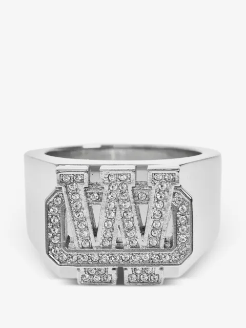 Off-White crystal-embellished signet ring