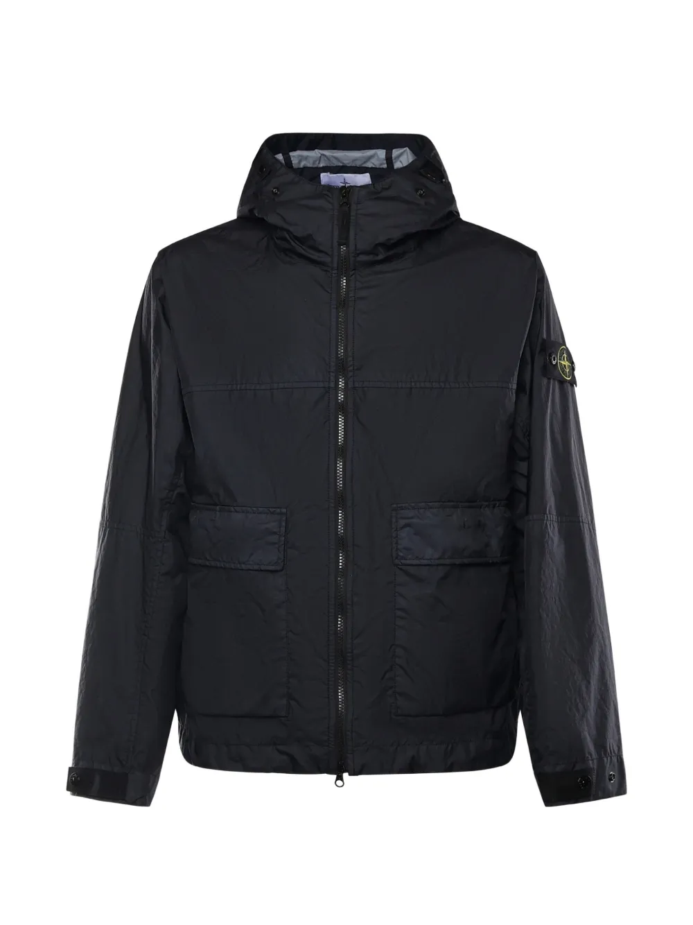 Stone Island logo-patch hooded jacket - Blu