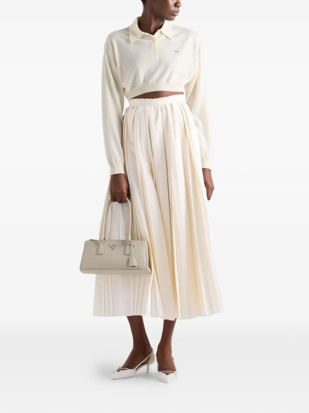 Prada cropped cashmere polo shirt - Neutrals