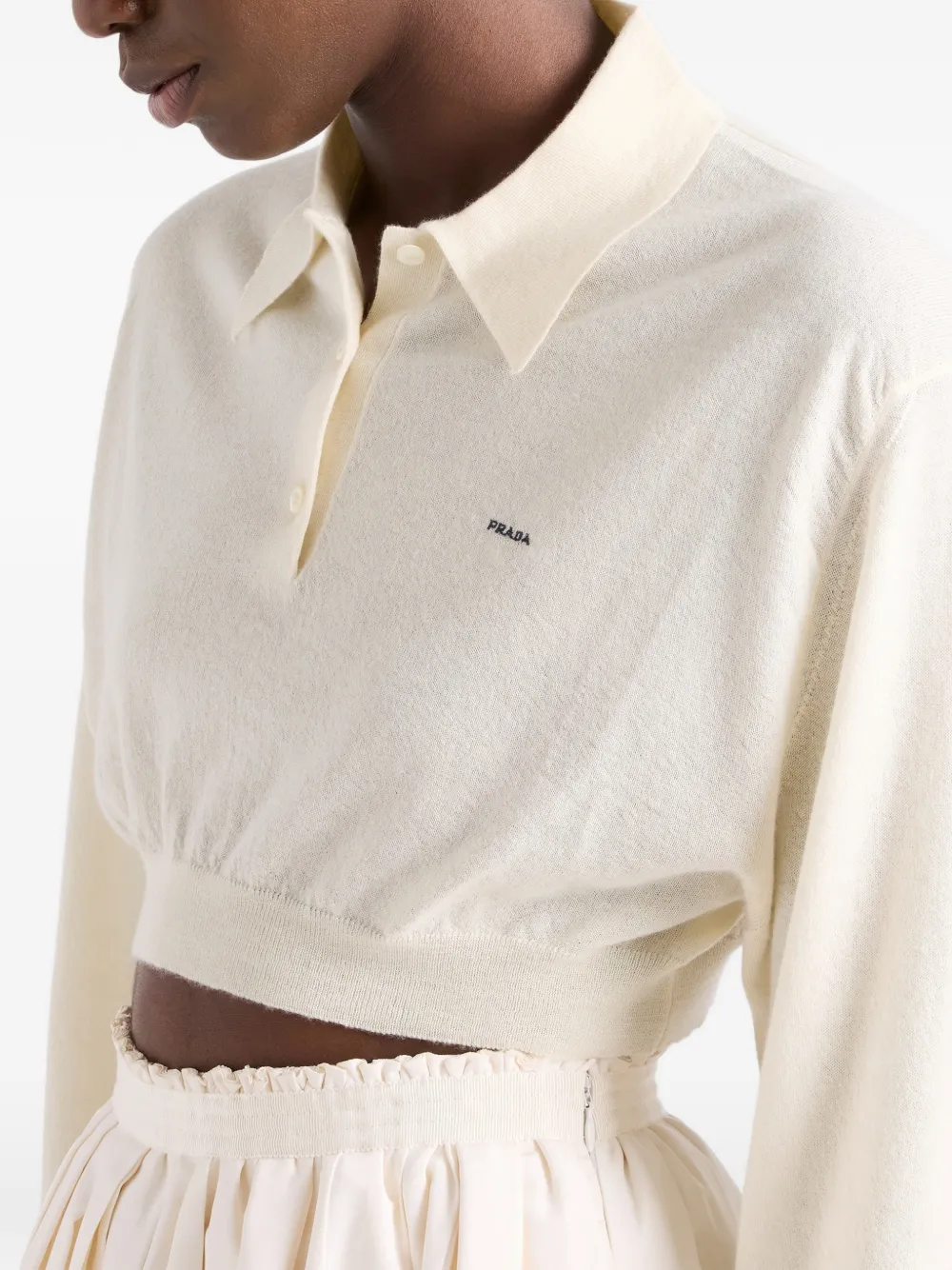 Prada Cropped kasjmier poloshirt Beige