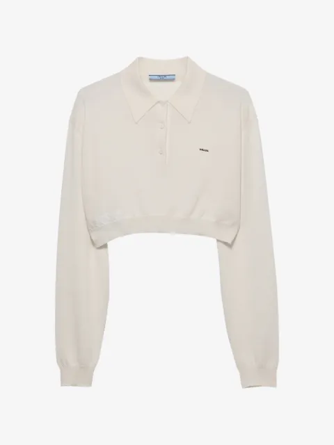 Prada playera tipo polo corta de cachemira