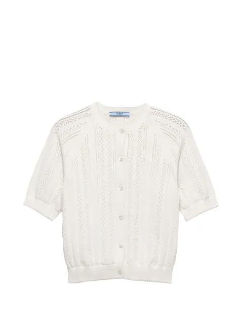 Prada short-sleeved openwork cotton cardigan