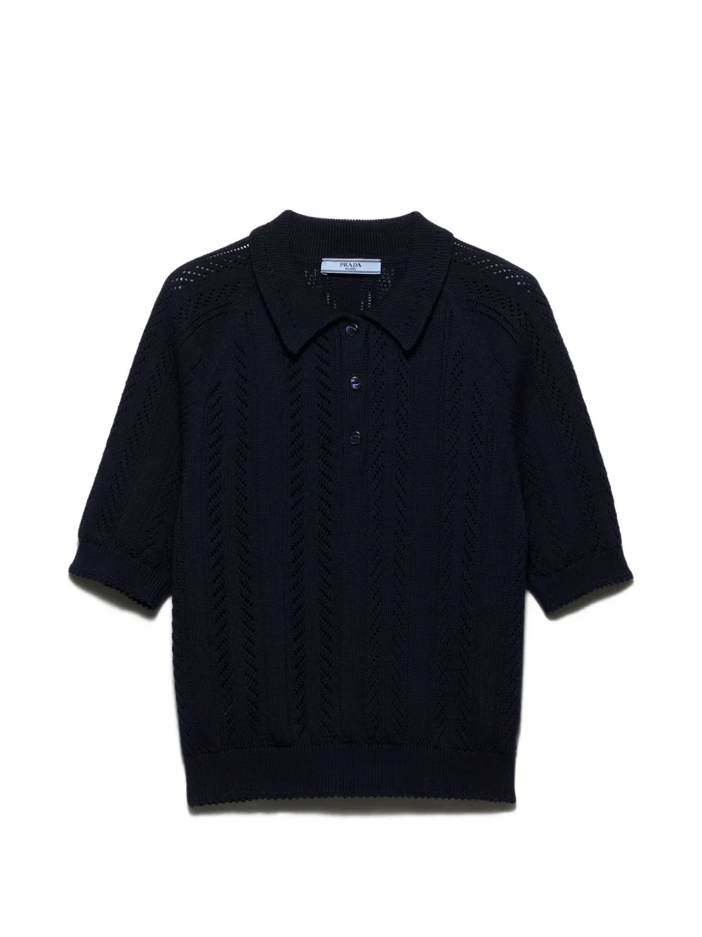 Prada short-sleeved openwork cotton polo shirt - Blu