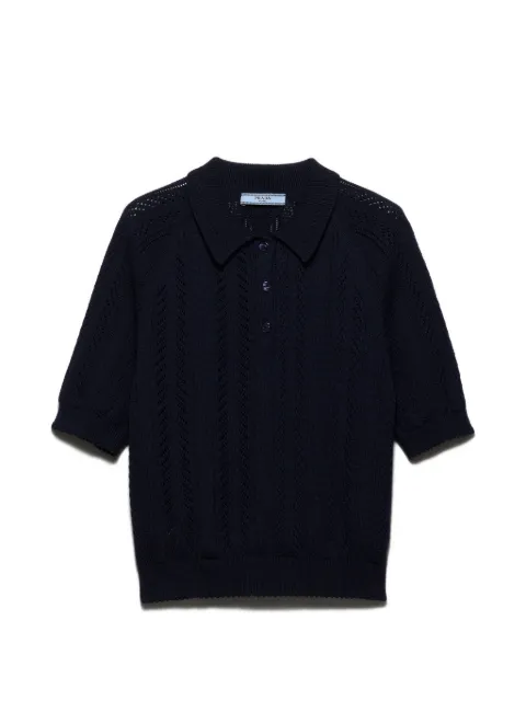 Prada short-sleeved openwork cotton polo shirt