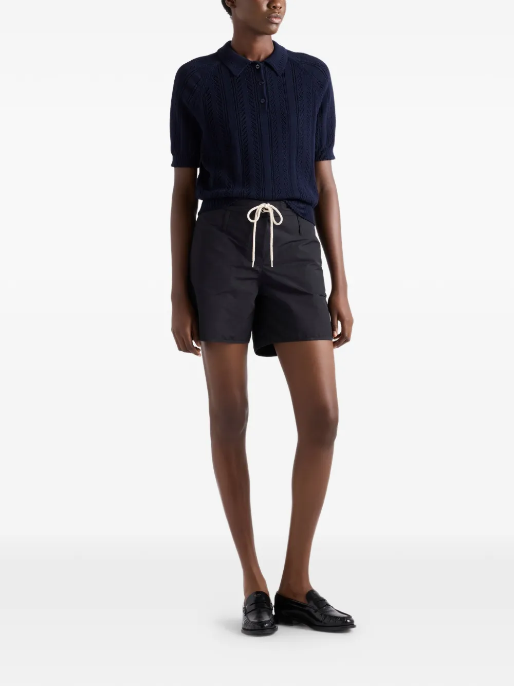 Prada Katoenen opengewerkt poloshirt Blauw