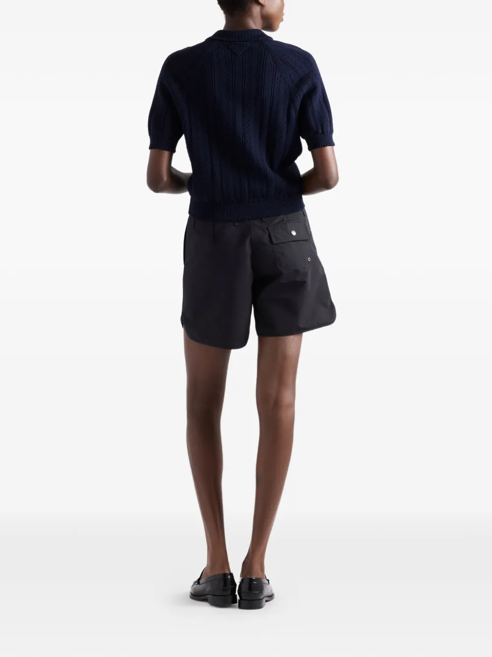 Prada Katoenen opengewerkt poloshirt Blauw