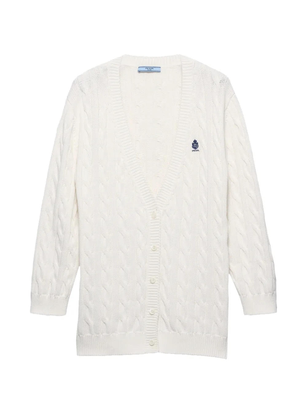 Prada cable-knit cotton cardigan - Bianco