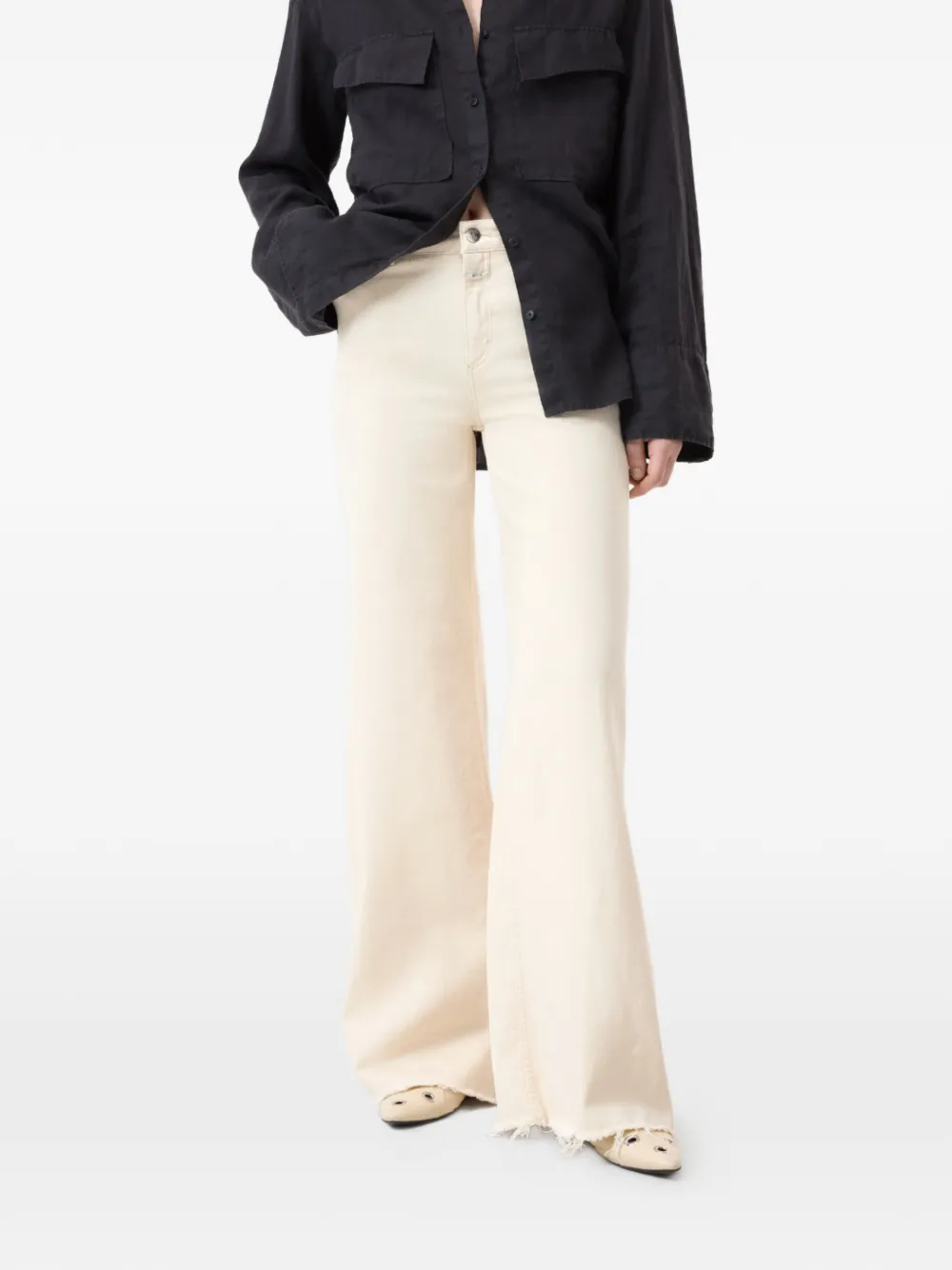 Closed Flared denim jeans met franje Beige