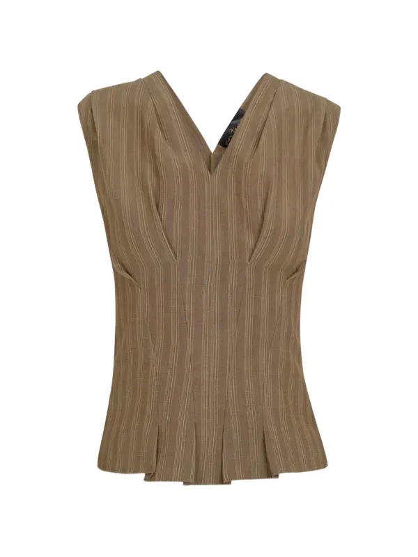 Cortana Ida Pinstripe-pattern Blouse in Brown
