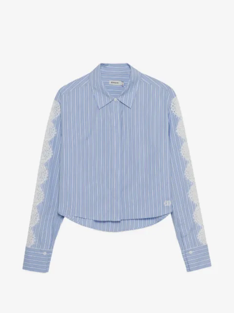 SIMKHAI  Renata lace-trimmed cropped shirt
