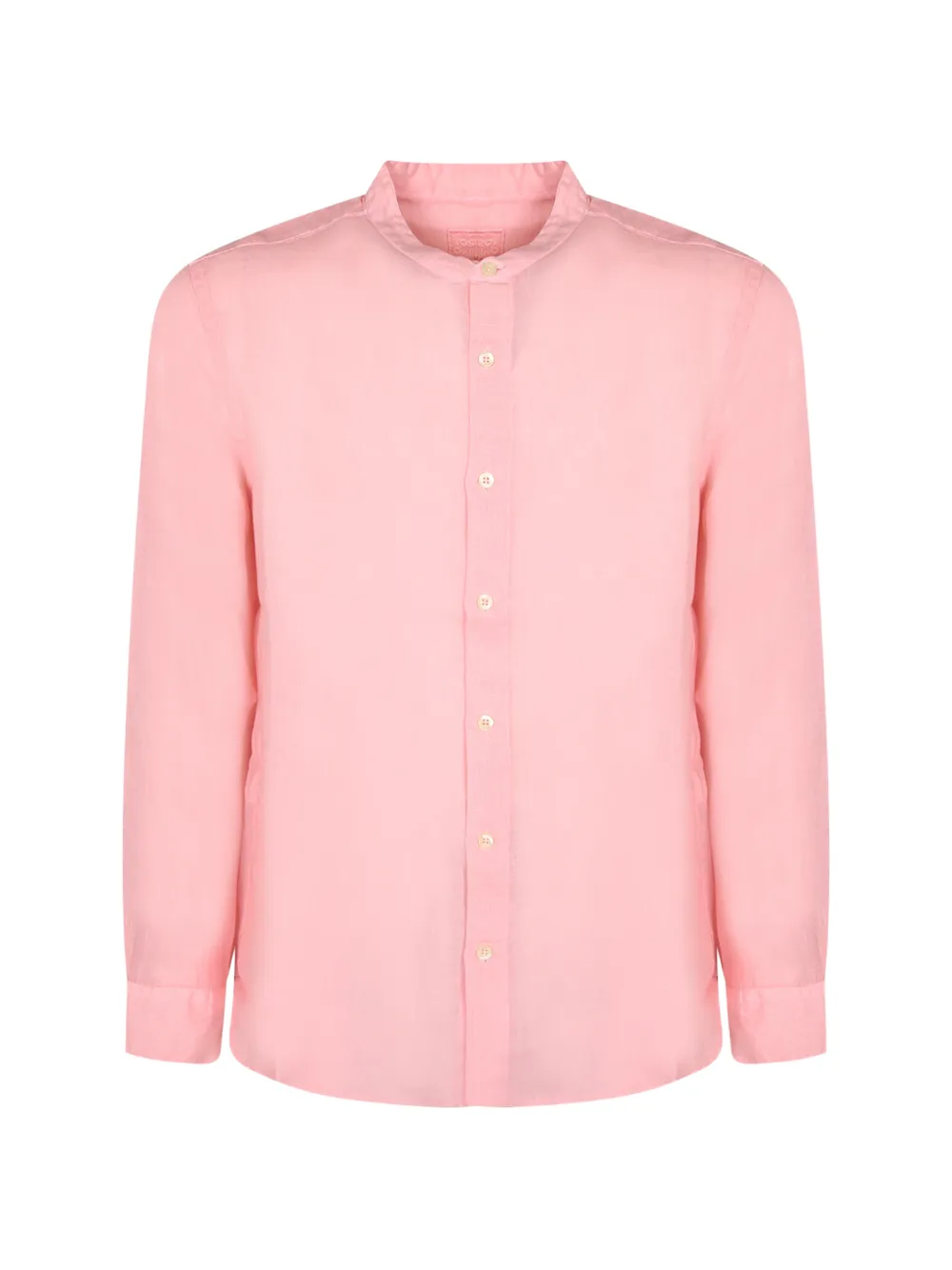 120% Lino band-collar long-sleeve shirt - Rosa