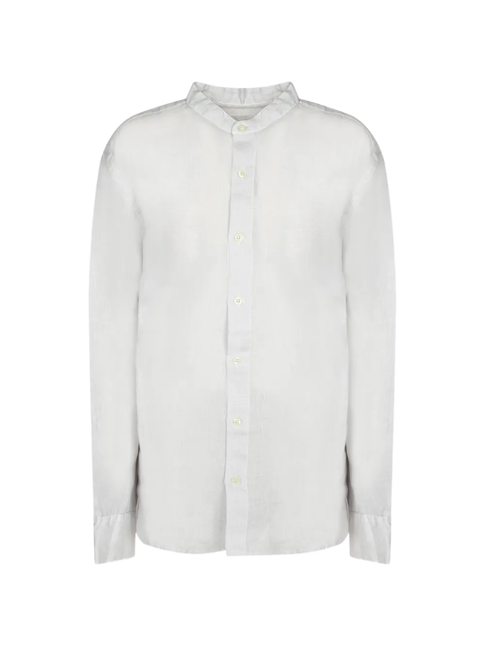 120% Lino band-collar long-sleeve shirt - Bianco