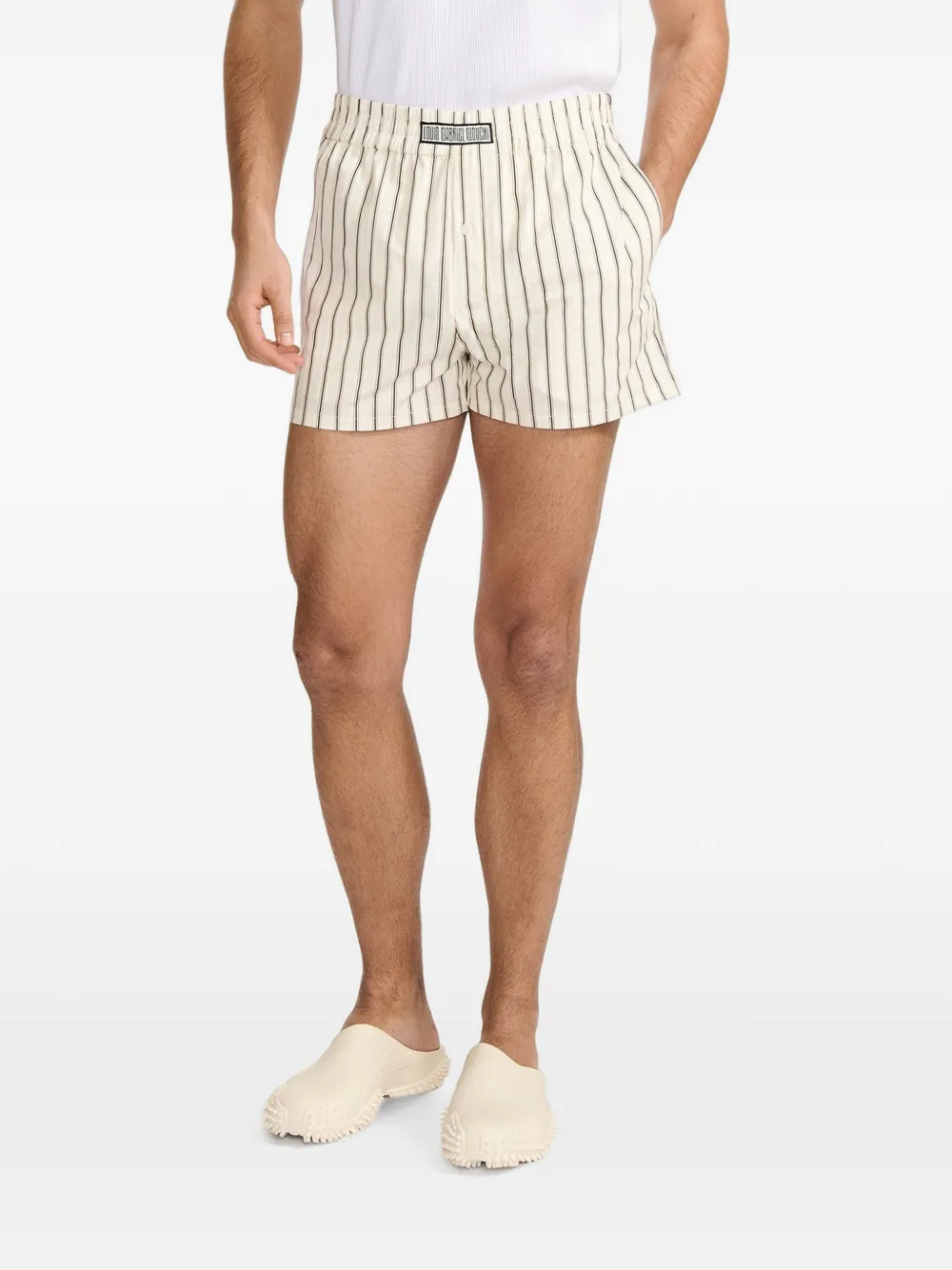LGN LOUIS GABRIEL NOUCHI pinstripe-print cotton shorts - Toni neutri