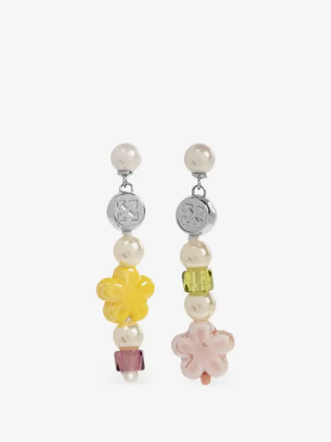 Off-White Arrows-motif floral-beaded earrings