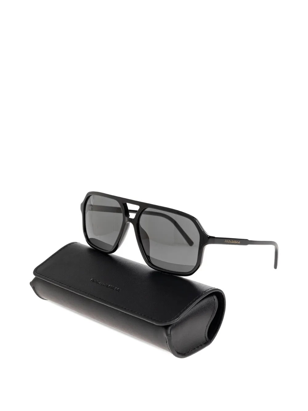 Dolce & Gabbana Eyewear Zonnebril met geometrisch montuur en dubbele neusbrug Zwart