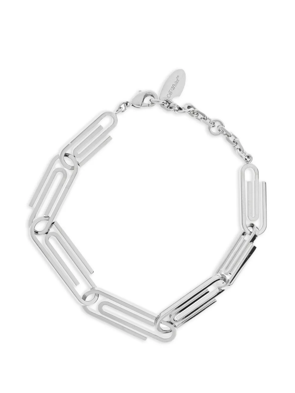 Off-White Bracciale a catena con maglie a graffetta - Argento