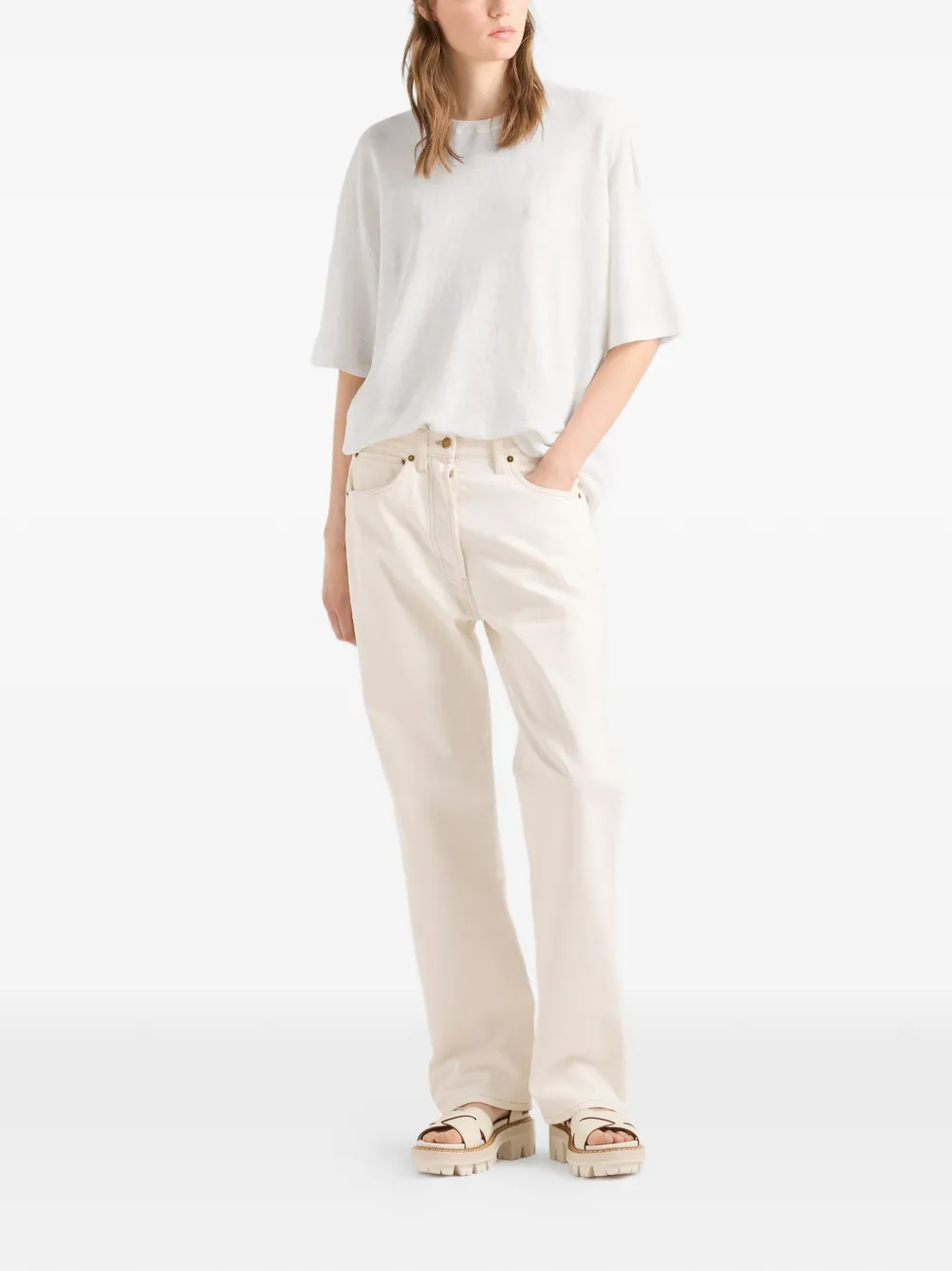 Prada Linnen T-shirt Wit