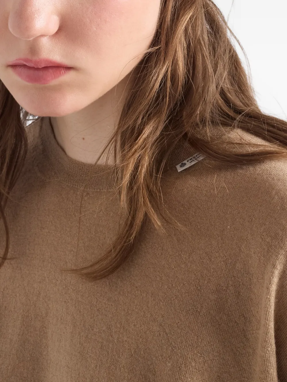 Prada Kasjmier trui met korte mouwen Beige