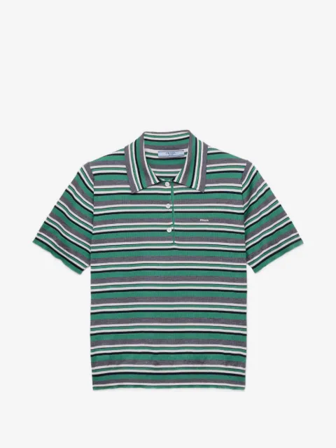 Prada short-sleeved striped cotton polo shirt