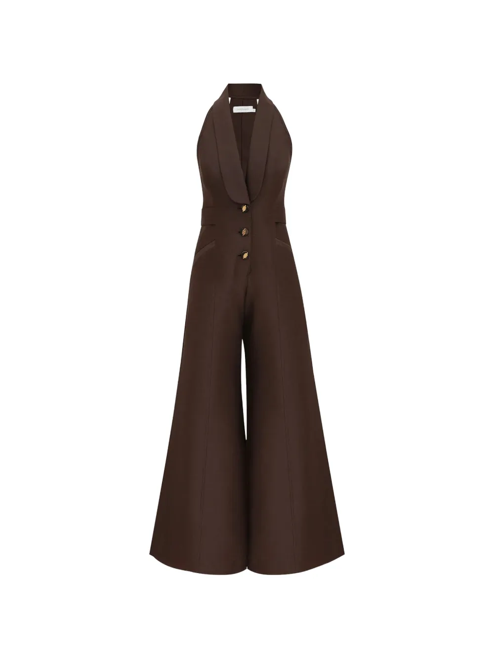 ZIMMERMANN halterneck wide-leg jumpsuit - Marrone