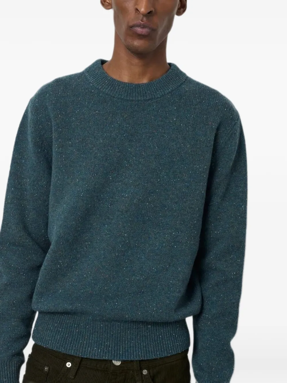 Sunflower Moon Donegal flecked-knit crew-neck sweater Blauw