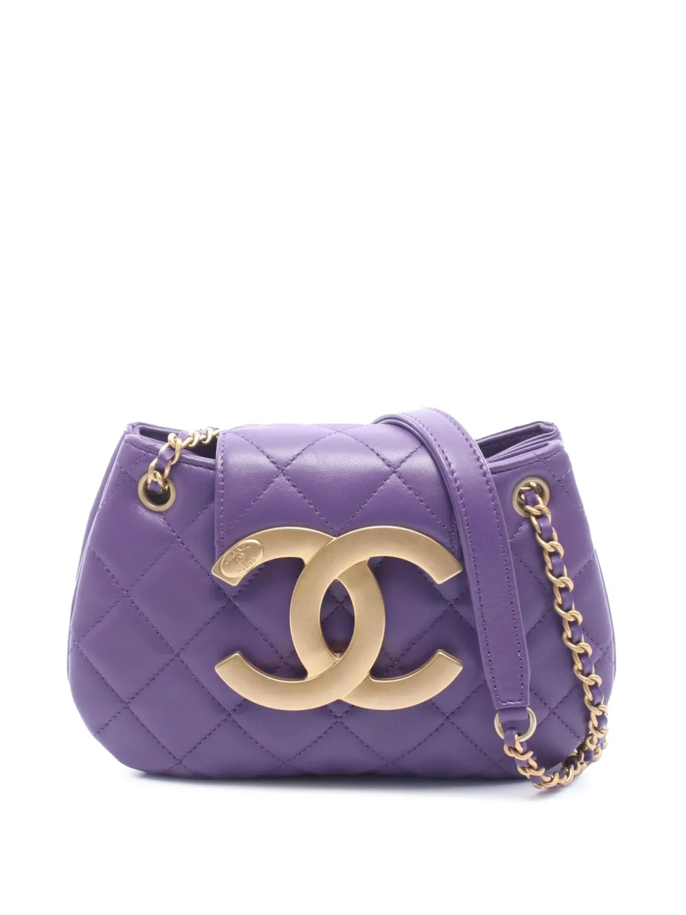 CHANEL Pre-Owned 2021-2026 Lambskin CC Quilted Messenger Bag crossbody bag - Viola