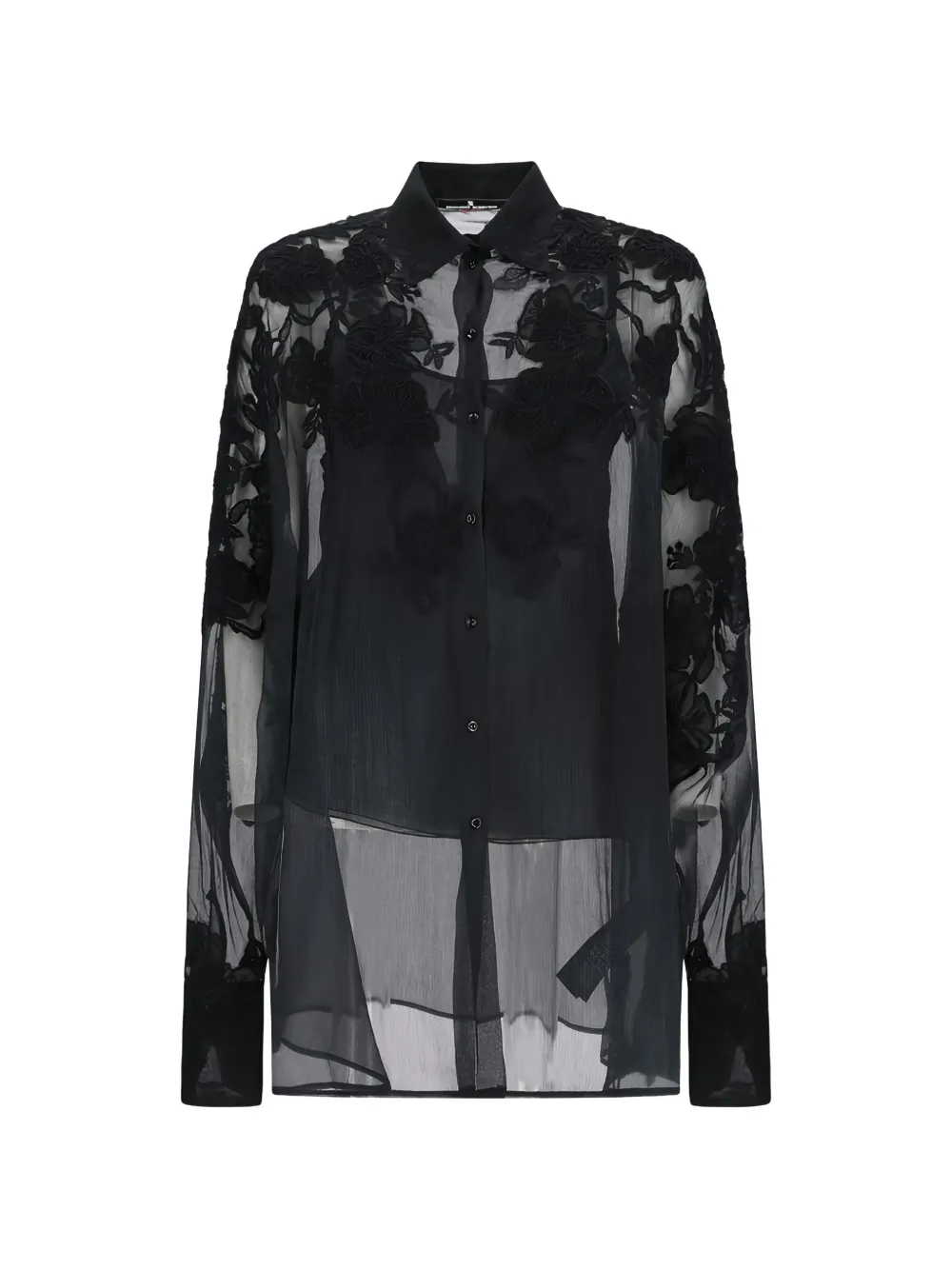 Ermanno Scervino embroidered sheer shirt - Schwarz