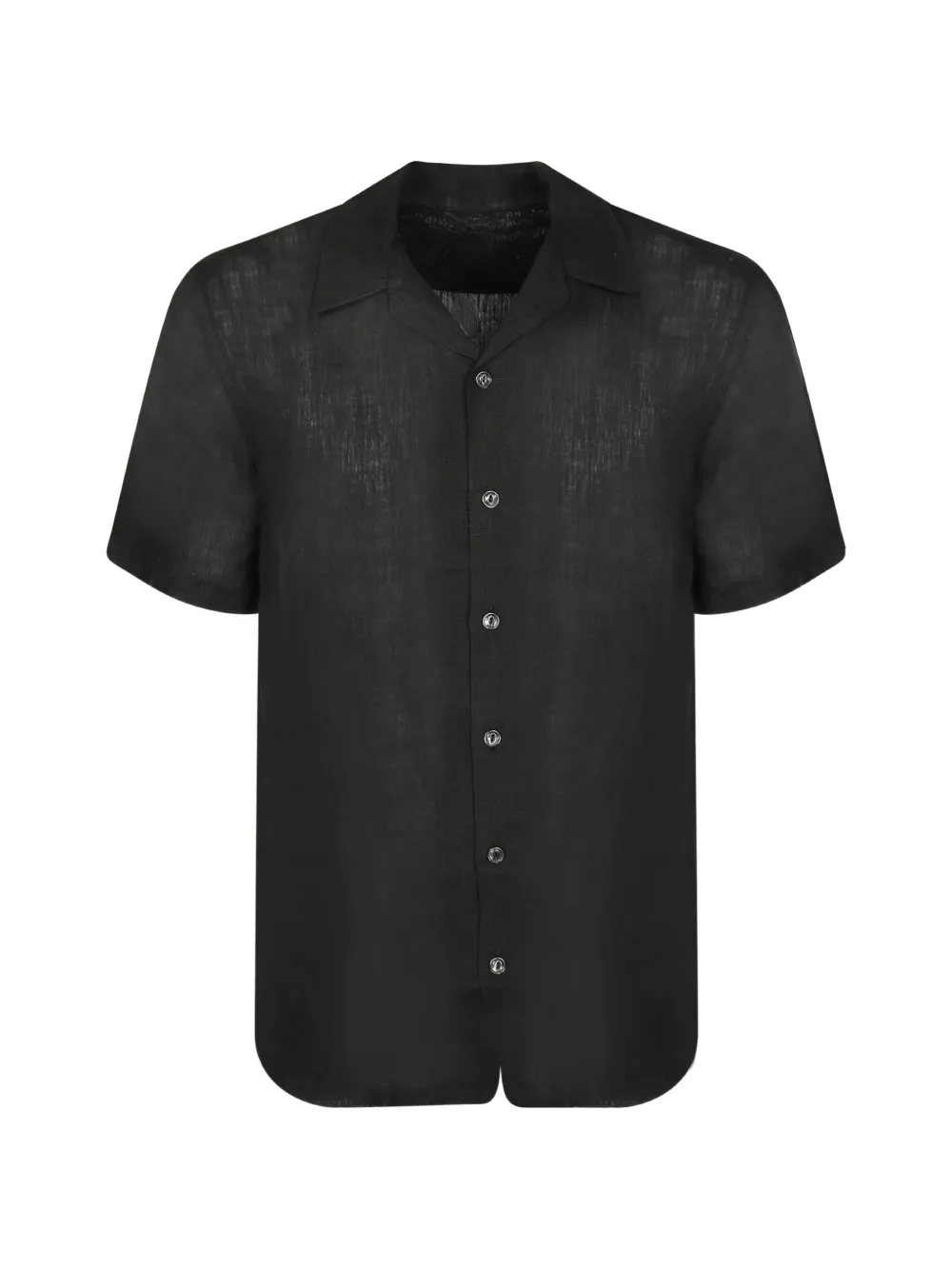 120% Lino short-sleeved camp-collar shirt - Schwarz