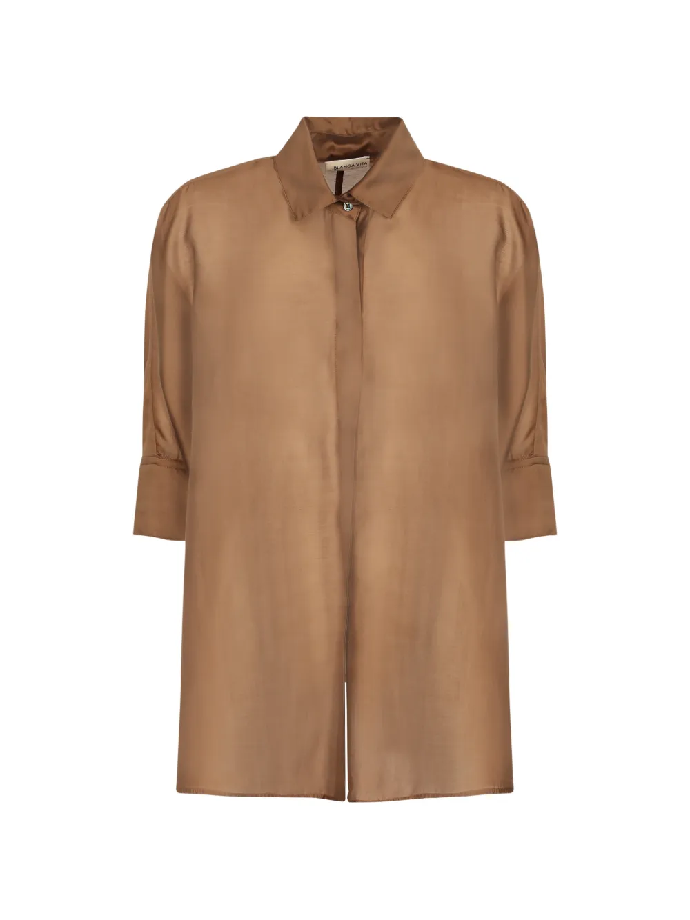 Blanca Vita semi-sheer long-sleeved shirt - Braun