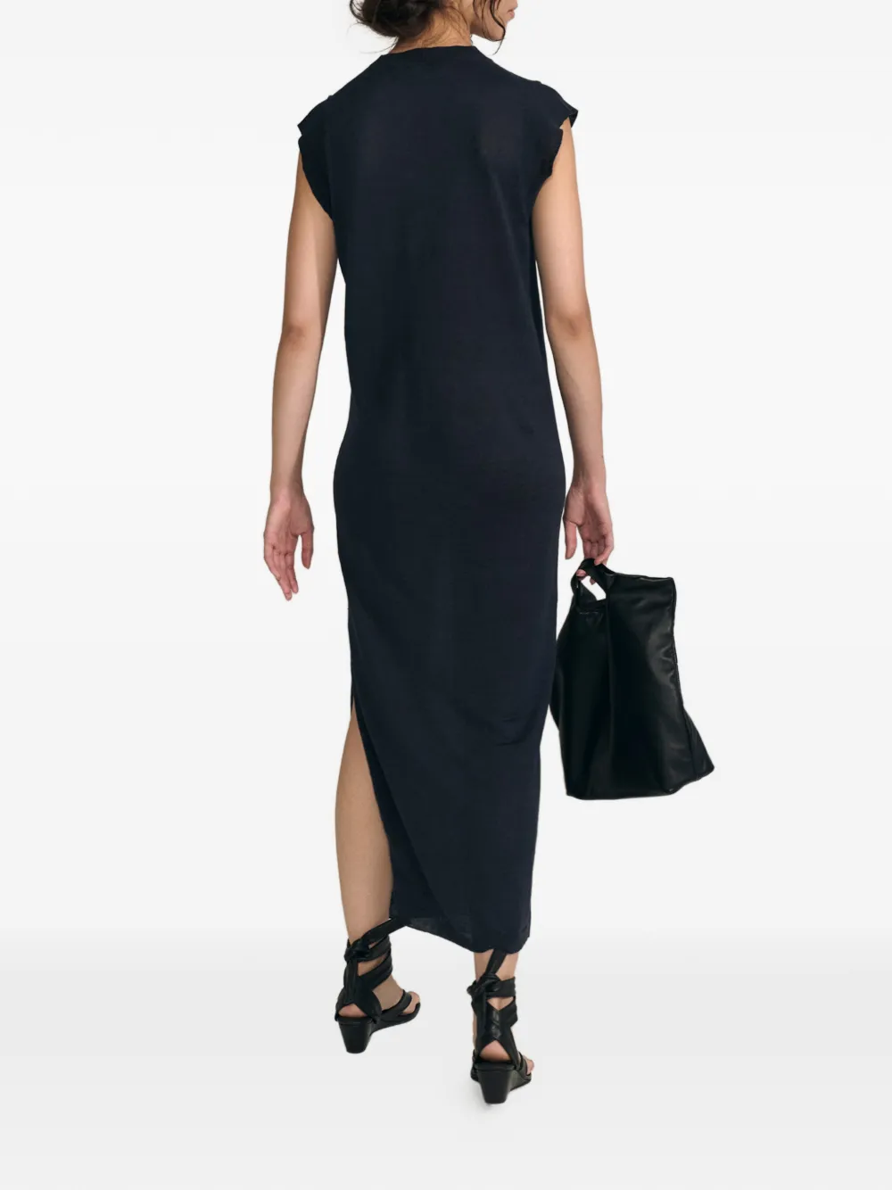Cortana Side-slit Knitted Maxi Dress in Blue, view 2