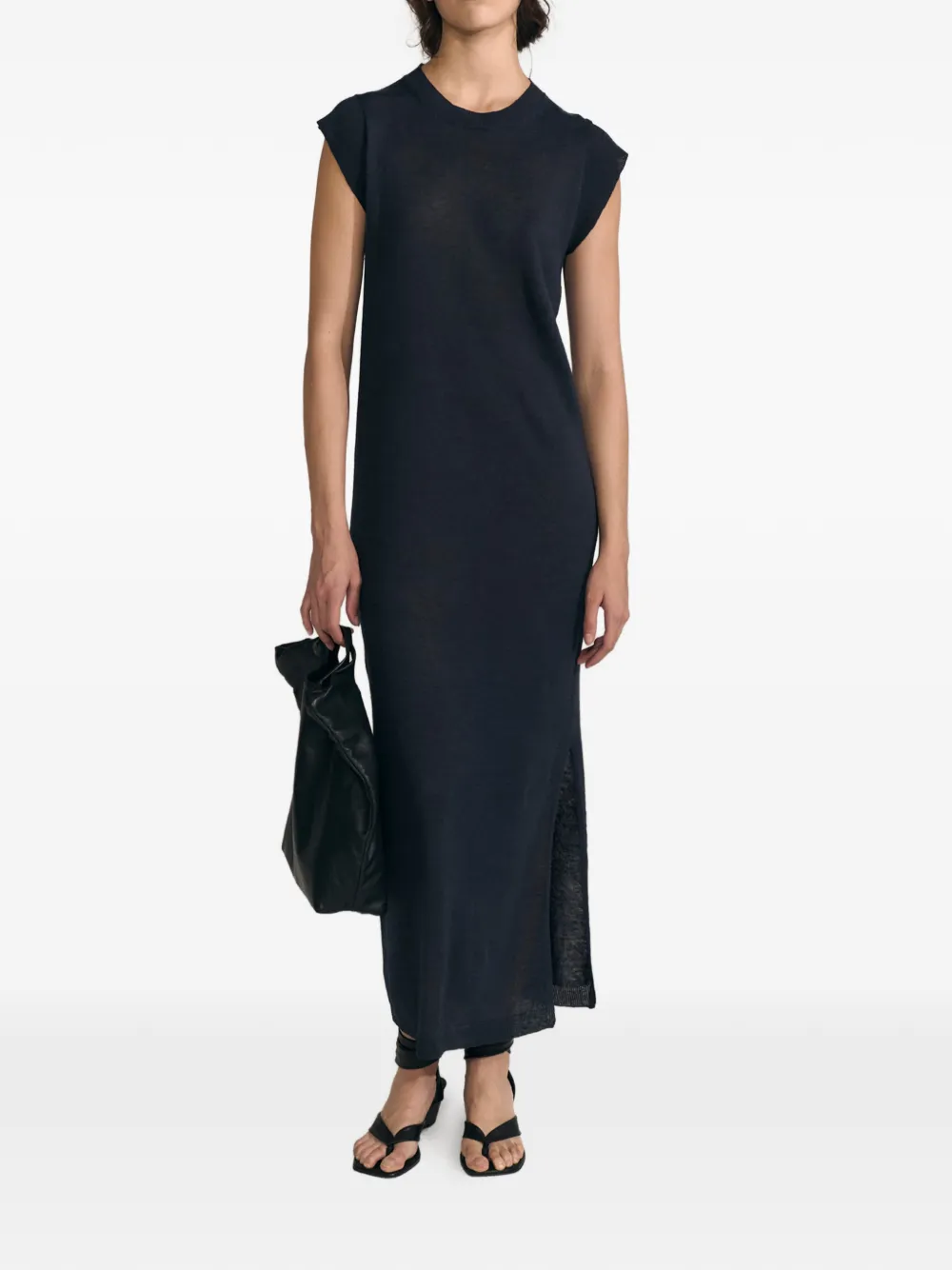 Cortana side-slit knitted maxi dress - Blau