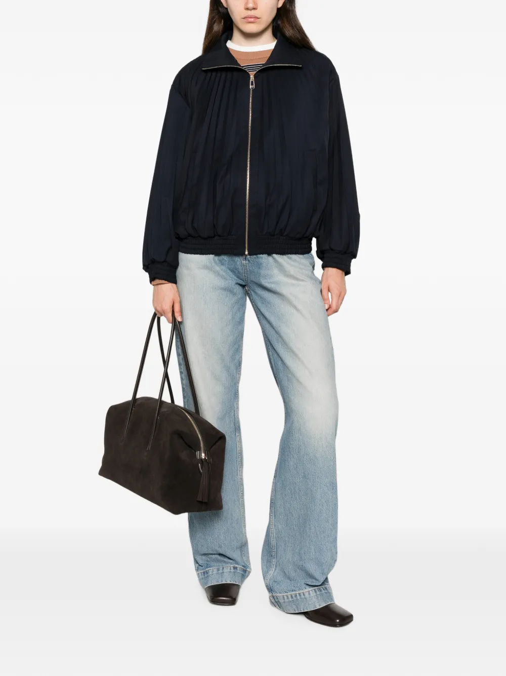 SANDRO Bomberjack met plissé-effect en rits Blauw