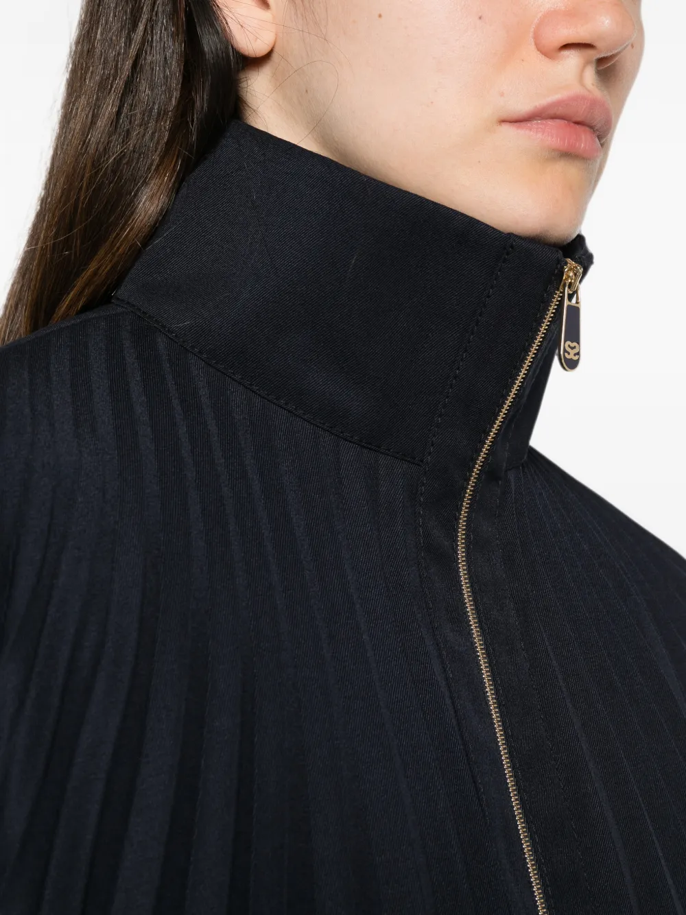 SANDRO Bomberjack met plissé-effect en rits Blauw