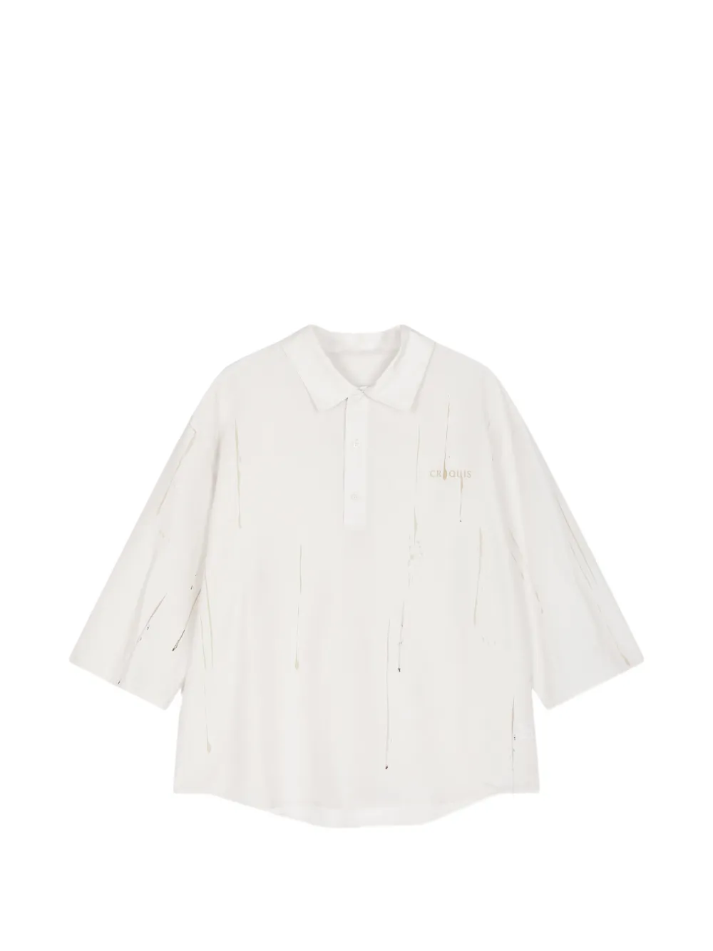 CROQUIS Poloshirt mit Farbklecks-Print - Weiß