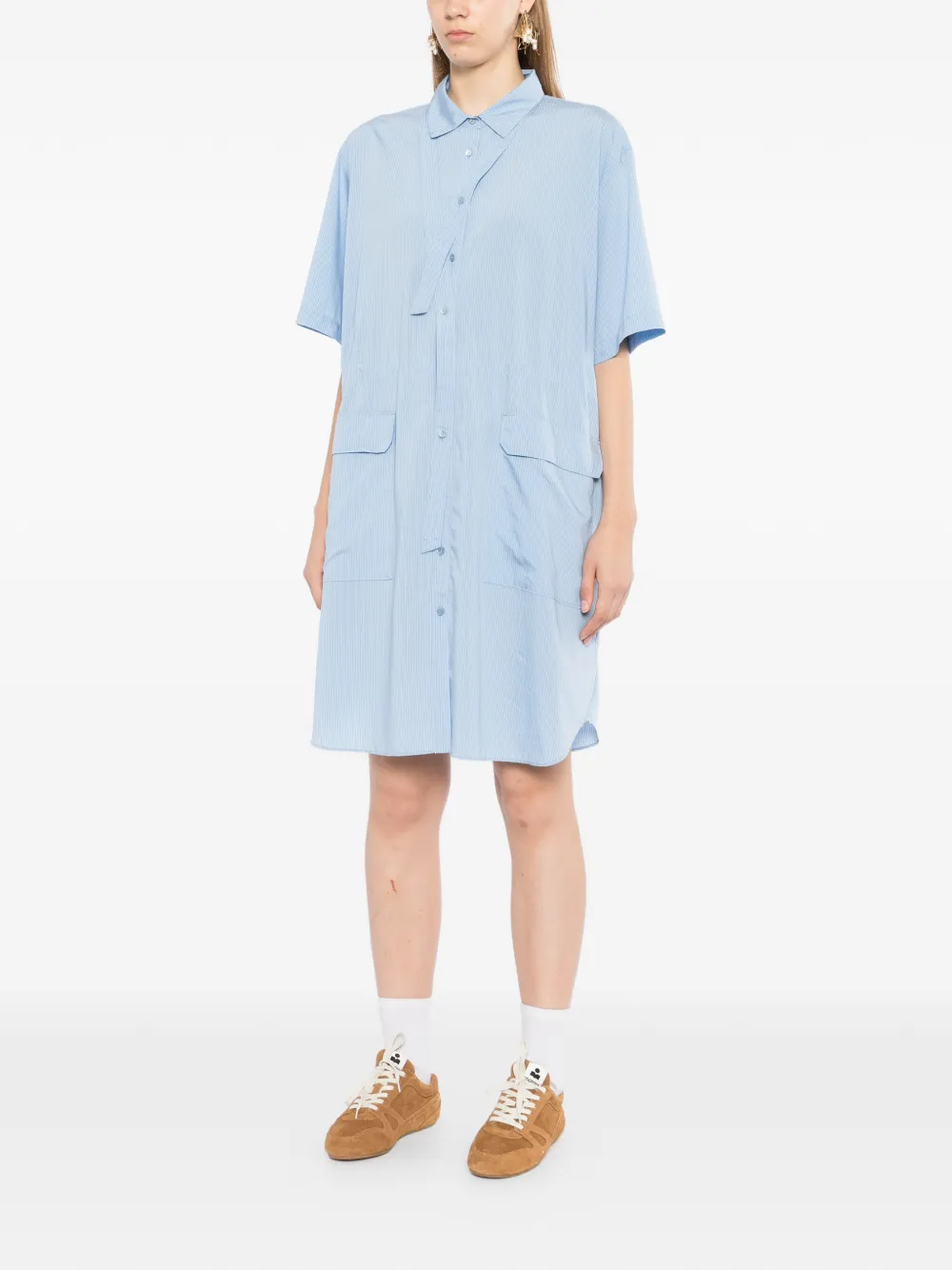 JNBY Gestreepte blousejurk met gekreukt effect Blauw