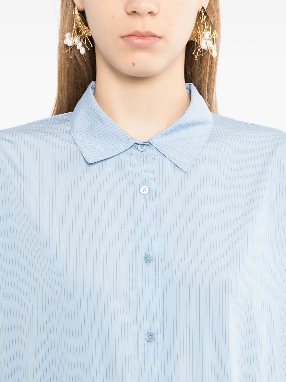 JNBY Gestreepte blousejurk met gekreukt effect Blauw