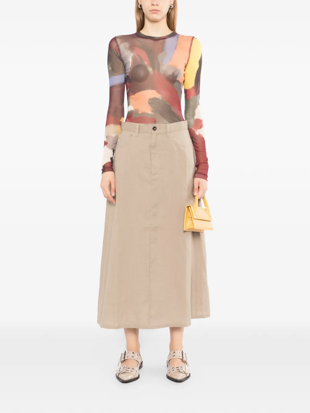 JNBY Ramie midi-rok Beige