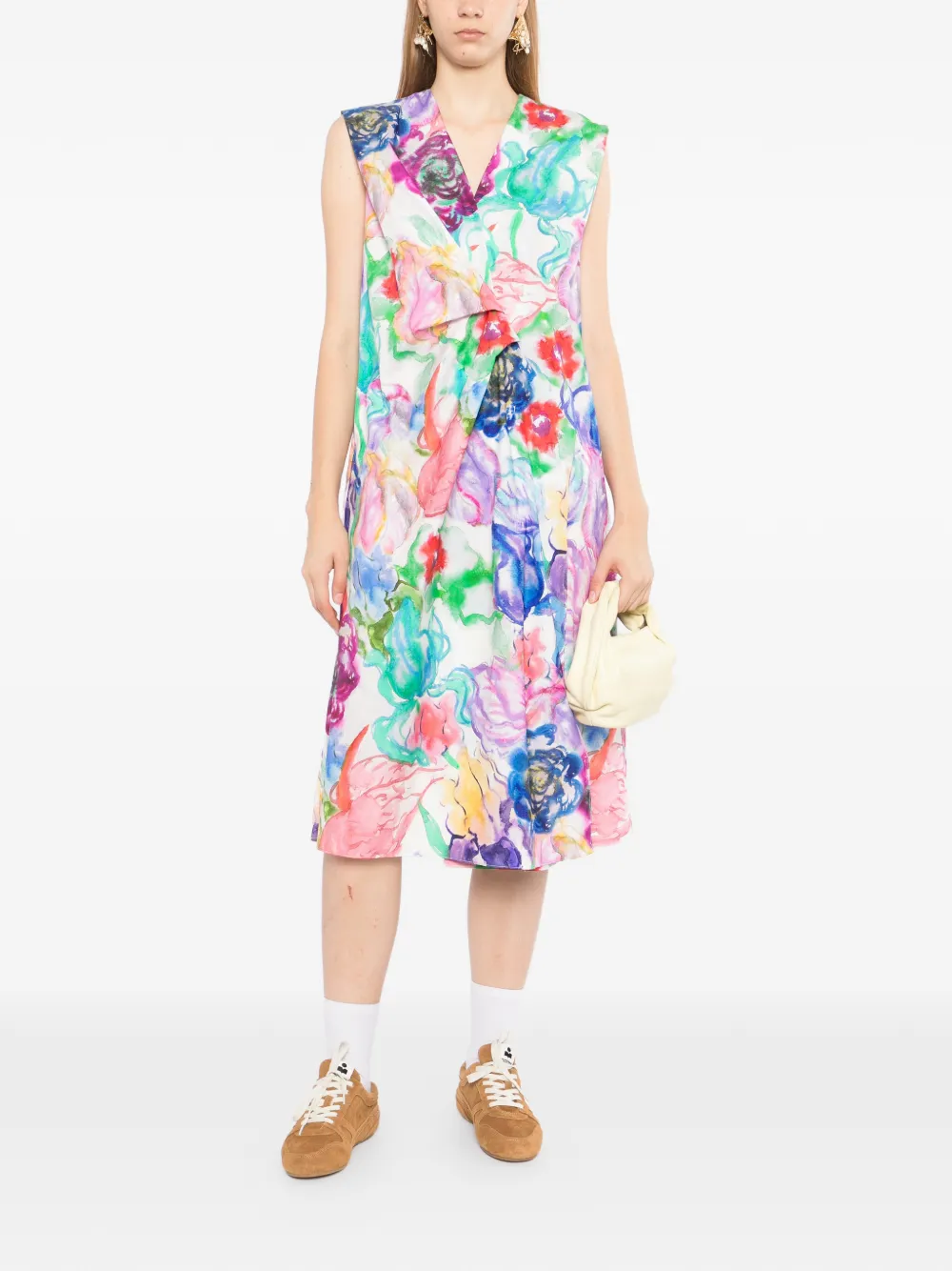 JNBY Jurk met bloemenprint en ruches Wit