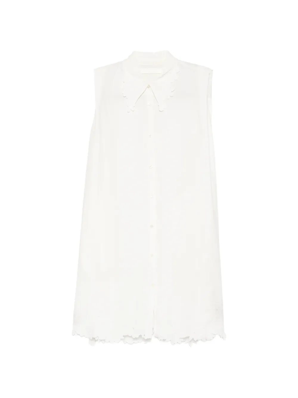 JNBY floral-embroidered scalloped shirt dress - Neutrals