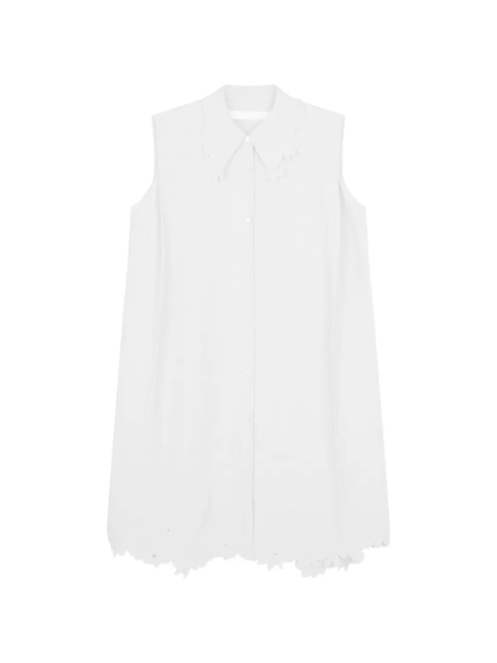 JNBY floral-embroidered scalloped shirt dress - Neutrals