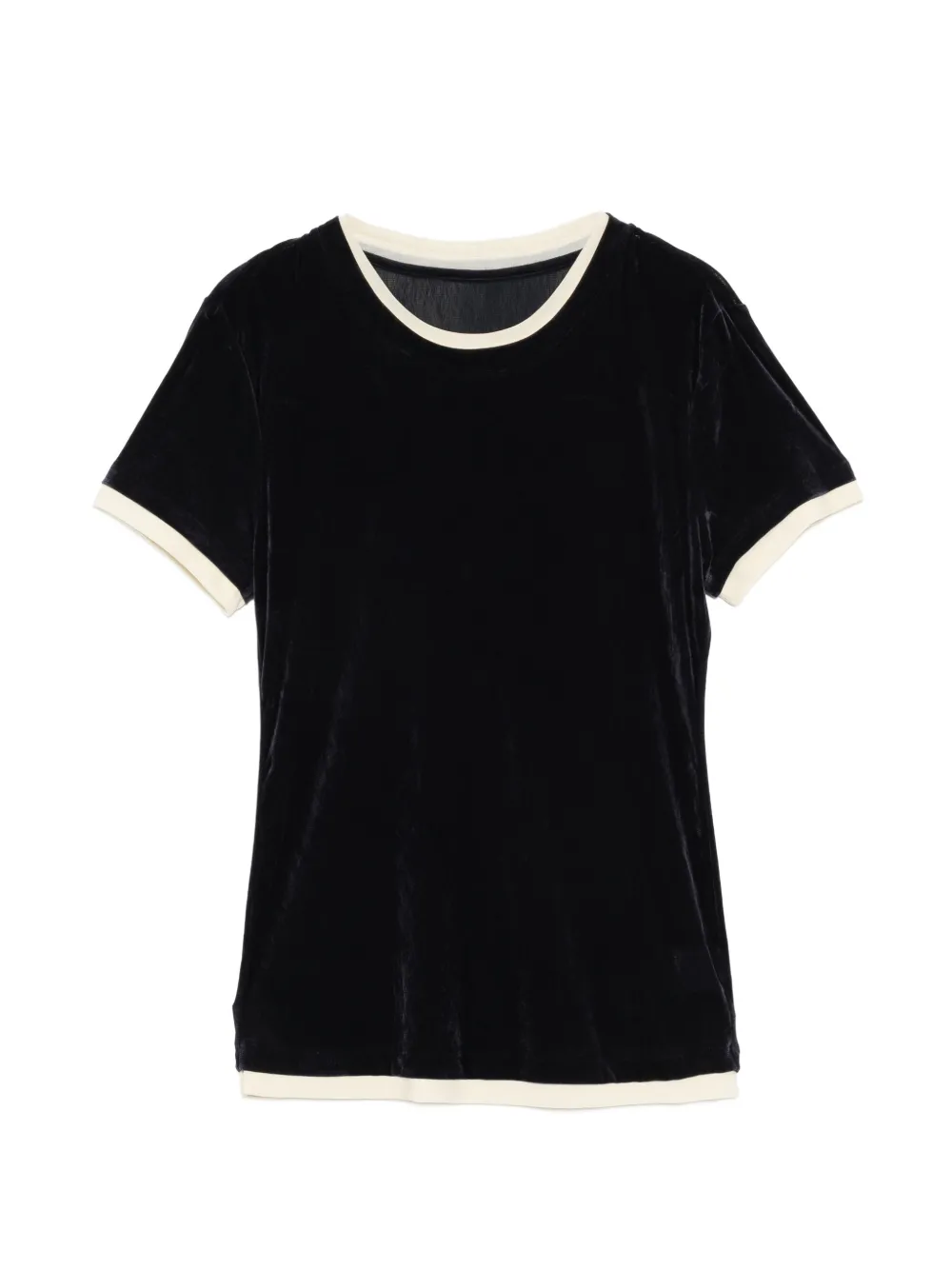 JNBY contrast-trim velvet T-shirt